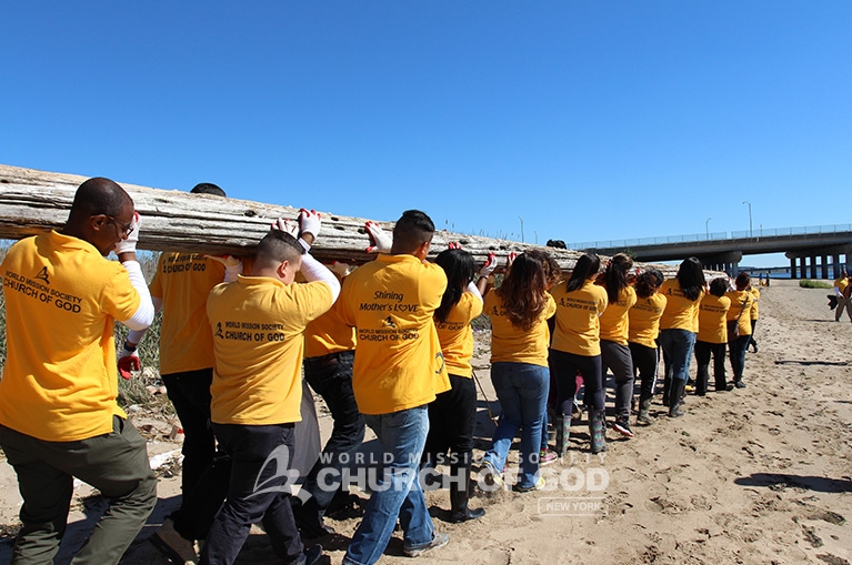 world mission society church of god in queens, long island, wmscog, howard beach environmental cleanup, east coast volunteer service day 2016