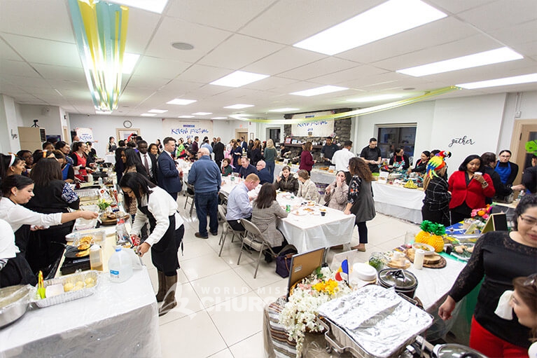 People enjoying international cuisine at the Hudson Valley Kimchi Festival.