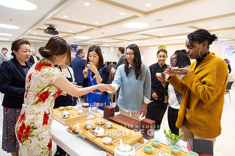 Guests trying Chinese tea at the Hudson Valley Kimchi Festival.