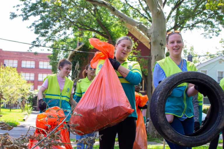 ASEZ WAO Church of God young adult worker volunteers susan b anthony square park cleanup